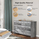 VINGLI Gray Dresser 6 Drawer, 54" Long Dresser for Bedroom, Wood Chest of Drawers with Textured Drawer Fronts, Rustic Grey Dressers Chest, 14.5" D x 53.9" W x 29.1" H by TinyTreasures Baby Boutique