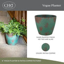 Classic Home and Garden Vogue Planter Pots w/Pottery Quality Finish - Modern Indoor & Outdoor Flower Pots - UV-Resistant Porch Planters - Decorative Pot for Flowers & Herbs (8” Patina Copper) by CozyNest Decor