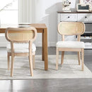 Rattan Dining Chairs Set of 6 Farmhouse Wood Kitchen Chairs with Cane Back Upholstered Curved Backrest Dinner Chair Rustic Armless Side Chair for Dining/Living Room/Restaurant, Beige by CozyNest Decor
