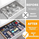 SpaceAid 14-Piece Bamboo Drawer Organizer Storage Boxes Set, Wood Tray Junk Drawer Organizers Multi-Use Divider Bins for Kitchen, Bathroom, Office Desk and Makeup Organization (14 Pack, Navy Blue) by CozyNest Decor