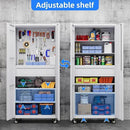 Metal Garage Cabinet with Wheels,71''H Rolling Lockable Steel Tool Cabinet with Pegboard & Drawer for Garage,Home,Office Assembly Required,White by GreenHaven Gardens