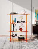 Clear Bookshelf, Acrylic Bookcase with Open Book Shelf for Office Living Room Bedroom (4 Tier Orange) by CozyNest Decor