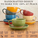 Mora Ceramic Latte Art Mug With Saucer - 10.5 oz, Round Bottom For Perfect Pours - Cafe Cups for Cappuccino, Espresso, Coffee, Tea etc - Porcelain Set for Baristas, Great Gift - Moss Green by CozyNest Decor
