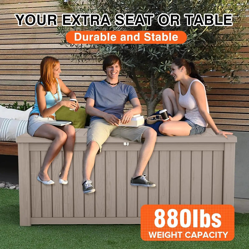 180GAL Brown Versatile Outdoor Deck Box – Waterproof, SGS - Tested UV Protection, Fits Various Storage Needs: Pool Accessories to Gardening Supplies, photo 4 of 6