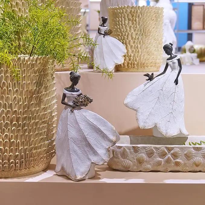 Guichifun Fairy Statue Collection Home Decoration - White Leaf Angel Girls Resin Home Decor for Outside or Inside Rustic Garden Outdoor Yard Decorations Figurines Gift 7.5 x 4.5 x 11.5 Inch, photo 4 of 8