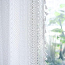 Sutuo Home Boho Sheer Curtain Valance Crochet Lace with Bohemian Hollow Knitted Handmade Tassels, Short Farmhouse Window Treatment for Kitchen Cafe, Rod Pocket, 1 Panel 59" W x 24" L, White by CozyNest Decor