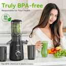 Cold Press Juicer, Slow Masticating Juicer Machines for Whole Vegetable and Fruit, 4.3" Feed Chute, BPA Free, Quiet Easy Clean Juicer to Unlock Fresh & Nutritious Juices (Black) by CozyNest Decor