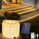 OMIKA 50ft 600 LEDs Solar Rope Lights, USB Charging, 20 Lighting Modes, Dimmable Timer Remote Control, IP68 Waterproof for Outdoor Trees, Parties, Gardens, Weddings, Christmas Decorations by TinyTreasures Baby Boutique