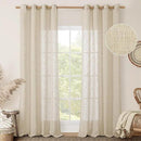 LAMIT Light Filtering Sheer Linen Curtains 102 inches Long, Linen Textured Semi Sheer Bronze Grommet Natural Boho Drapes for Living Room/Farmhouse, 2 Panels, Linen, 52 x 102 Inch by CozyNest Decor