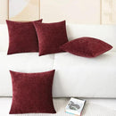 CaliTime Throw Pillow Covers Decorative 18 X 18 Inches Pack of 4 Cozy Chenille Cushion Cases for Couch Sofa Bed Living Room Home Burgundy by CozyNest Decor