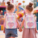 I IHAYNER Kids Glitter Lightweight Backpack for School Travel & Daycare, Toddler Backpack for Girls 3+ Preschool Kindergarten Elementary Kids Backpack-Rainbow Pink E by TinyTreasures Baby Boutique
