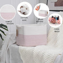COMFY-HOMI 3PACK Cotton Rope Square baske with Handles for Shelves|Dog Toy baske Bin and Storage|Baby baske for Gift|Shoe baske for Organizing|13.5" x 11" x 9.5" for Living Room（White/Pink） by TinyTreasures Baby Boutique