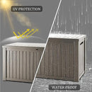 150 Gallon Double-Wall Resin Deck Box - Lockable Waterproof Outdoor Storage Box, 1000lbs Capacity & Doubles as Seating for Patio Furniture - Garden Tools, Pool Accessories (Brown) by CozyNest Decor