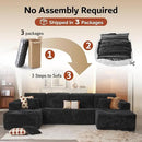 ovios Sectional Cloud Couch for Living Room, Modular Floor Sofa with Plush Corduroy, No Assembly Required, Big Comfy Couches Set with Fluffy Memory Foam, Stupendous U Shaped Sofas with Chaise, Beige by CozyNest Decor