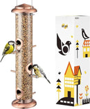 iBorn Metal Bird Feeders Brushed Copper Wild Bird Feeder for Outdoors Hanging All Metal Brushed Copper Finishing 14 Inch 6 Port(Seed is not Included) by CozyNest Decor