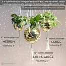 SCANDINORDICA Disco Ball Planter – Value Package: Mirror Disco Planter with Chain, Macrame Hanger and Acrylic Stand for Desk, Includes Self Watering Insert, Disco Decor | 8 inch Gold by GreenHaven Gardens