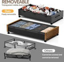 Wooden Under Bed Storage with Wheels, 80L Extra-large Rolling Under the Bed Storage Bins 2 Pack with Removable Lid, Upgrade Metal Under Bed Drawers for Clothes Shoes Blankets in Bedroom by CozyNest Decor