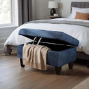 Ottoman Rectangular Storage Ottoman Bench, Flannel Footrest Stool Footstool with Lid for Living Room, Bedroom, Entryway, Blue, 28.5"x19"x17.5" by CozyNest Decor