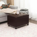 Joveco Leather Storage Ottoman with 360° Wheels 24" Rolling Foot Rest Bench Rectangle Ottomans Stool for Living Room Bedroom (Brown, Wheels) by CozyNest Decor
