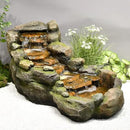 Garden Outdoor Water Fountain, 42.1" L Floor Standing Tiered Rock Outdoor Fountains with LED Lights and Pump for Garden, Backyard, Deck, Patio, Porch and Home Art Decor by GreenHaven Gardens