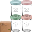 KeaBabies 4pk 8oz Glass Baby Food Containers with Lids - Leak-Proof, Microwavable Small Glass Jars, Baby Purees & Toddler Snack Storage Containers, BPA-Free, Dishwasher & Freezer Safe (Musk Dusk) by TinyTreasures Baby Boutique