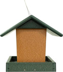 Poly Hanging Hopper Bird Feeder, Large Hanging Bird Feeder for Outside, Outdoors - Amish American Made (Turf Green & Cedar) by CozyNest Decor