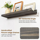 Picture Ledge Wall Shelves - Set of 3, 16 Inch Width, Solid Pine Wood Rustic Floating Ledge Shelves for Kids' Room, Bedroom, Kitchen, Bathroom, Living Room, Nursery Display Decor, Grey by CozyNest Decor