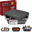Collapsible Large (8L) BBQ Marinating Tub w/Cutting Board | Multipurpose Food-Grade TPE Prep Tub w/Lid | Built-in Colander & Drain Plug - for Camping | Tailgate | Picnic - Slate Black by GreenHaven Gardens