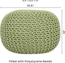 REDEARTH Round Pouf Foot Stool Ottoman - Cotton Knitted Cord Boho Pouffe - Cable Poof Filled Footrest Stuffed for Living Room - Nursery - Bedroom - Patio - Lounge (19.5"x19.5"x14") - Kiwi by CozyNest Decor