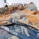Snycler Boho Throw Blanket for Bed - 100% Cotton Ultra Soft Rustic Quilt Blanket Orange Bird Floral Printed Farmhouse Decor Bed Blankets, 80"×90" All Season Rustic Throw for Sofa Couch Chair by CozyNest Decor