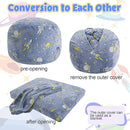 COMAX Kids Bean Bag Chair Turn into Beanbag Bed, Toddler Bean Chair for Girl Boy Sleeping, Lazy Children Bean Bags with Filler, Convertible Child Floor Mattress, Blue Universe by TinyTreasures Baby Boutique