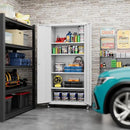 73" H Metal Garage Storage Cabinet with Wheels,Rolling Tool Storage Cabinet with 2 Doors and 4 Adjustable Shelves for Garage,Home,Office,Warehouse,Workshop, Required-Assembly,White by GreenHaven Gardens