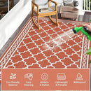GAOMON Outdoor Rug Waterproof 8'x10', Reversible Outdoor Plastic Straw Rug, Boho Patio Rug, Indoor Outdoor Carpet, RV Mat Outside for Patio, Camp, Picnic, Balcony, Deck, Orange/White(Geometric) by CozyNest Decor