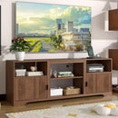 Fluted TV Stand for Tvs up to 80",Mid Century Modern TV Stand with Open Adjustable Shelf,Entertainment Center Wood TV Media Console with Cord Holes,TV Stand for Living Room Furniture Bedroom,Walnut by CozyNest Decor