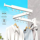 Clothes Drying Rack,Laundry Drying Rack Wall Mount, Wall Mounted Clothes Rack,Retractable,Collapsible(Tri-Fold),Drying Rack Clothing,can Fold Upward & Left & Right,Space Saver, White Color by CozyNest Decor