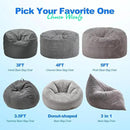 Hobestluk 3 in 1 Bean Bag Chair Giant Bean Bag Chairs for Adults with Chevron Plush Fur Cover Convertible Bean Bag Floor Cushion with Machine Washable Cover for Living Room (Plush Grey) by CozyNest Decor
