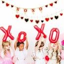 Valentine’s Day Party Decorations Felt XOXO Sign Triangle Pennant Banner Flag Buffalo Plaid Red Black Heart Burlap Garland with Wood Beaded for Wedding Birthday Valentine’s Day Party Supplies by CozyNest Decor