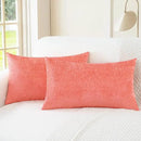 CaliTime Throw Pillow Covers Decorative 12 X 20 Inches Pack of 2 Cozy Chenille Cushion Cases for Couch Sofa Bed Living Room Home Living Coral by CozyNest Decor