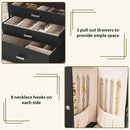 AKOZLIN 4-Tier Jewelry Box Lockable Leather Jewelry Storage Case Organizer with 3 Drawers for Women Girls Ring Necklace Earring Bracelet Watches Holder with Mirror by TinyTreasures Baby Boutique