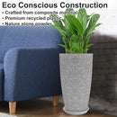 Tall Flower Pot Indoor - Outdoor Plant Pot - Gray Rough Planter - Elegant Stone Imitation - 12" Diameter 21" Tall with Drainage Holes and Saucer by CozyNest Decor