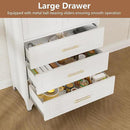 Kitchen Pantry Cabinet, 75" Tall Pantry Cabinet with Three Drawers, Freestanding Food Cupboard with Doors and Shelves, Metal Storage Cabinets for Dining, Living Room, White, Assembly Required