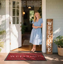 Yimobra Welcome Mat Outdoor Indoor, All-Season Waterproof Front Door Mat Outside Entrance, All-Weather Heavy Duty Non-Slip Doormat, Low Profile Porch Patio Entrance Mats, 47x24, Red by CozyNest Decor