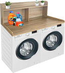 Royxen 2-Tier Washer Dryer Countertop,19.5"H Wood Washer and Dryer Topper with Shelf,Laundry Countertop Over Washer and Dryer, Universal Fit for Laundry Room Organization (White Oak, 54"W X 27.5"D) by CozyNest Decor