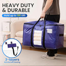 TAILI 6 Pack Dark Blue Extra Large Storage Bags, Heavy Duty Totes with Visible Window, Wrap Around Handles, Perfect for Moving by TinyTreasures Baby Boutique