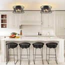 3-Lights Black Ceiling Light Vintage Geometric Chandelier Light Fixture Adjustable Metal Semi Flush Mount Lighting for Kitchen Room Dining Room Foyer by CozyNest Decor