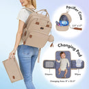 Dikaslon Diaper Bag Backpack with Portable Changing Pad, Pacifier Case and Stroller Straps, Large Unisex Baby Bags for Boys Girls, Multipurpose Travel Back Pack for Moms Dads, Milk Tea Khaki by TinyTreasures Baby Boutique