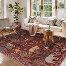 OJIA Jungle Print Washable Area Rugs 5x7, Soft Rugs for Living Room Ultra-Thin Non-Shedding Modern Bedroom Rug, Stain Resistant Throw Rug Large Carpet for Kids Nursery Dining Room, Red by TinyTreasures Baby Boutique