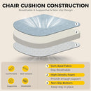 downluxe Indoor Chair Cushions for Dining Chairs, Soft and Comfortable Textured Foam Kitchen Chair Pads with Ties and Non-Slip Backing, 16" x 16" x 2", Light Blue, 2 Pack by CozyNest Decor