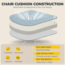downluxe Indoor Chair Cushions for Dining Chairs, Soft and Comfortable Textured Foam Kitchen Chair Pads with Ties and Non-Slip Backing, 16" x 16" x 2", Light Blue, 4 Pack by CozyNest Decor