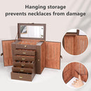 Kendal Extra Large Jewelry Box Jewelry Case PU Leather 6 Tier 5 Drawers Large Storage Capacity with Mirror Jewelry Storage Organizer Great Gift Also Good For Watches LJC-SHD5BN (Brown) by TinyTreasures Baby Boutique
